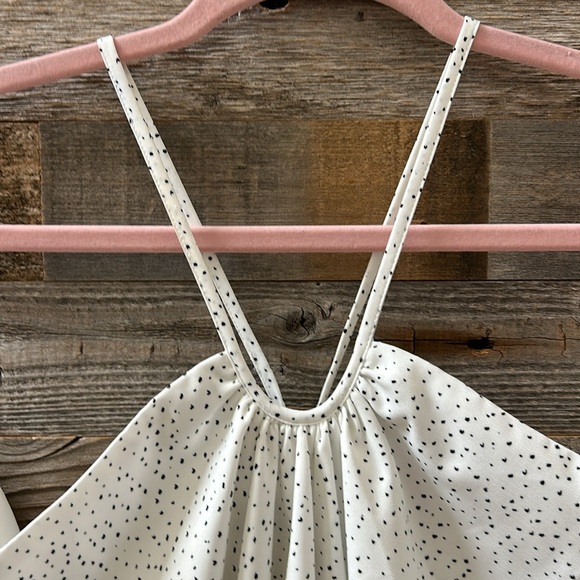 House of Harlow 1960 X Revolve Rosalin White and Black Polka Dot Halter Dress L - Picture 3 of 9